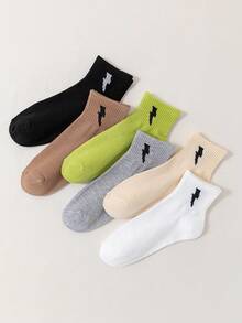 2/5/6/8/10/12/15/16/20 双女士中筒袜，经典黑色，简约舒适透气日常白袜，男女通用短袜，适合所有季节 - 彩色 - 查看 4