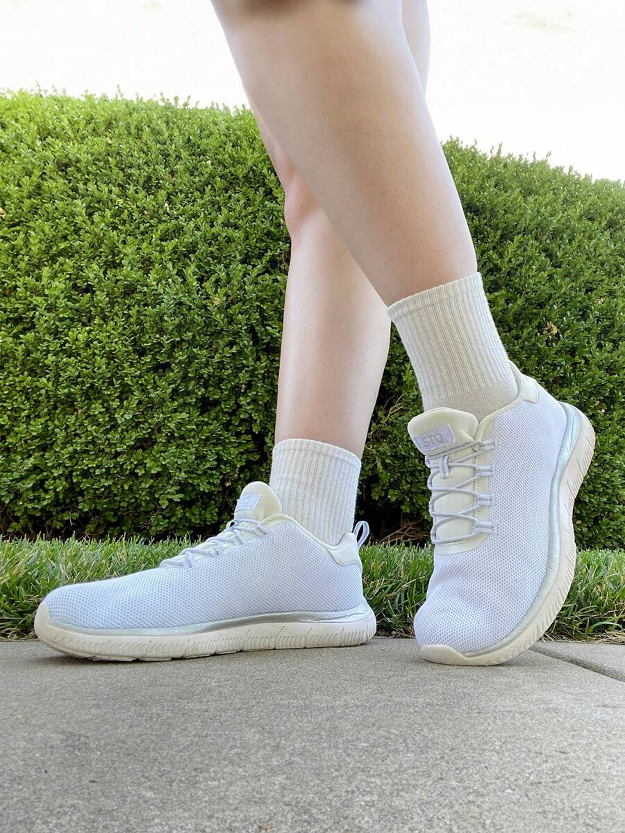 STQ Womens Walking Shoes Slip On Mesh Sneakers Lightweight Comfortable Arch Support - trắng - Xem 1