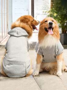 1件秋冬保暖貼身毛絨拉鍊口袋呢囧寶寶寵物衣服,適用於狗和貓 - 灰色 - 查看 12