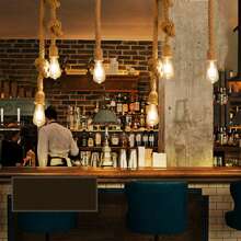 lámpara de techo cuerda,lámpara colgante de cuerda de cáñamo, 39 pulgadas de lámpara de cuerda,lámpara de techo e27 (1 Lamp Holder),luminaria de cuerda de cáñamo,para Comedor Restaurante Cafetería - 39inch - Ver 6