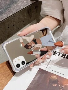 1款簡約鏡面和自拍圖案亞克力電鍍手機殼,與蘋果兼容 - 彩色 - 查看 3