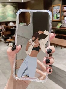 1款簡約鏡面和自拍圖案亞克力電鍍手機殼,與蘋果兼容 - 彩色 - 查看 2