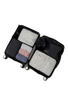 1個旅行收納袋,7入套組衣物、毛毯、內衣裤、洗漱用品和化妝品收納包