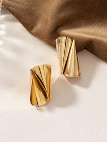 1對時尚精美氣質餃皮系列單純歐式風格多變耳針耳環 - 金色 - 查看 2