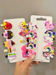 20 cái Cô gái vui tươi & Dễ thương Kỳ lân & Cầu vồng Bánh Hình dạng Kẹp tóc Đối với Hằng ngày & Trường học & Giáng sinh Qủa tặng - Nhiều màu - Xem 1