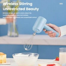 家用小型無線電動打蛋器,全自動打蛋器,奶油攪拌機,usb 充電 304 不鏽鋼手持式雙打蛋器 - 天藍色 - 查看 4