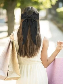 2 件大蝴蝶结发夹，长尾缎带蝴蝶结发夹，适合女孩，绿色和红色蝴蝶发饰，适合生日/派对/表演 - 彩色 - 查看 3