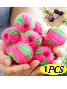 1pc Washing Machine Filter Floating Lint Hair Remover Catcher Reusable Laundry Balls Dirty Collection Fluff Cleaning Ball - red green - View 1