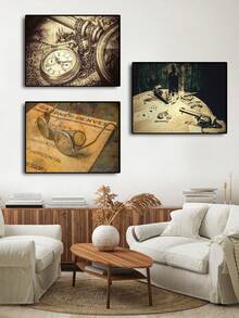 3 件復古藝術海報適用於客廳、書房、浴室、酒吧牆壁裝飾、無框帆布畫、家居裝飾 - 彩色 - 查看 2