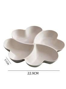 1 pieza Plato de PP con 4 divisiones con forma de flor, regalo de Navidad - Beis - Ver 10