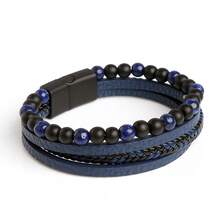 1pc Vintage Handmade Braided Bracelet For Men, Daily Wear - Navy Blue - View 2