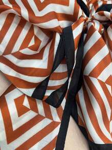A Simple And Fashionable Striped Print Scarf, New Style Fashionable Women Silk Scarf/Belt All-Match Headband/Neckerchief/Small Long Scarf. - Orange - View 4