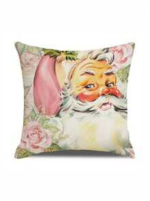 4pcs Màu hồng Giáng sinh Vỏ gối Bộ , In ấn Ông già Noen , Người tuyết Và Cây thông noel Mẫu Đối với Nhà  , Phòng , Phòng ngủ , Phòng khách , Ô tô/xe hơi , Sofa Đồ trang trí - Hồng - Xem 4