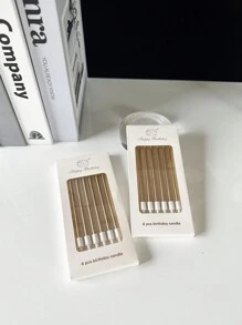 6 件套蛋糕蜡烛，现代金色蛋糕顶部装饰，适合派对 - 玫瑰金 - 查看 3
