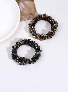 2入組時尚閃亮水晶發飾套裝，包括女士髮圈和髮夾，適用於婚禮、派對、舞會、新年、女友禮物，仙女、蘿莉塔和搖滾風格