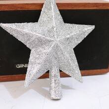 1pc Medium Size Christmas Tree Topper Star Shaped Decor With Silver Glitter Powder (slight Powder Shedding Is Normal) - Silver - View 8