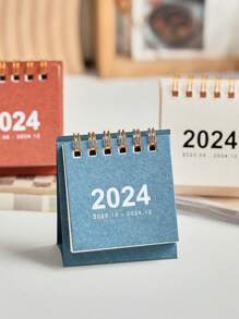 1 件简约 2024 迷你桌面日历 - 黑色 - 查看 4