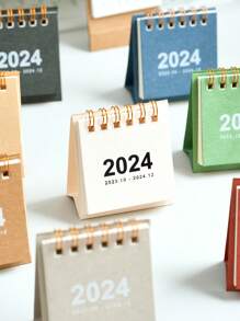 1 件简约 2024 迷你桌面日历 - 黑色 - 查看 9