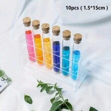 10入組圓底玻璃試管子裝,透明控制瓶,透明實驗室塑膠試管瓶,帶塞子的學校實驗室用品 - 無色 - 查看 1