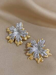 1 đôi Vàng bạc Màu sắc Lá Bông tai stud NỮ Thanh lịch Hoa tai Giáng sinh Hằng ngày Buổi tiệc Đồ trang sức Món quà 2 Mặc - Nhiều màu - Xem 3