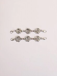 2入組銀色玫瑰形3d設計鍊條,時尚簡約,適合現代男女的日常和街頭穿搭,搭配個性化運動鞋和休閒鞋飾