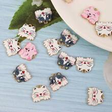 10入組可愛印花可愛合金滴油花貓耳手鍊鑰匙扣手機掛飾配件diy配件吊墜 - style3 - 查看 4