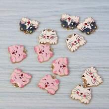 10入組可愛印花可愛合金滴油花貓耳手鍊鑰匙扣手機掛飾配件diy配件吊墜 - style3 - 查看 1