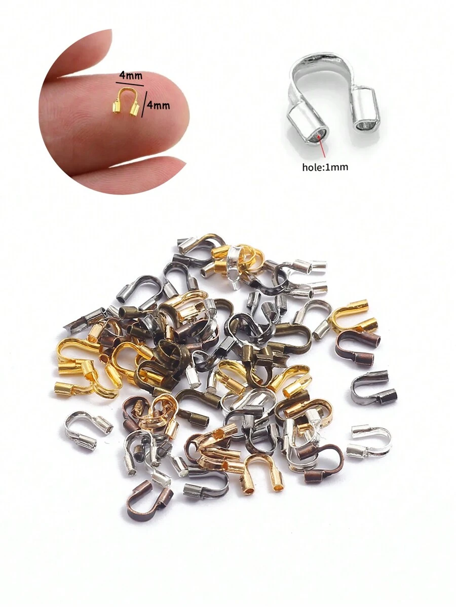 100 Uds Protectores De Alambre Protectores De Alambre Bucles Accesorios En Forma De U Cierres Conector Para Fabricación De Joyas - Multicolor - Ver 1