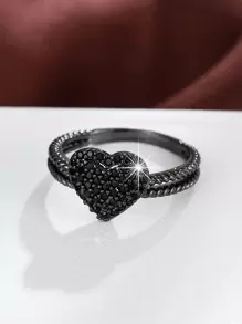 1pc Valentine's Day Gift Heart Shaped Cubic Zirconia Ring Valentines,Mom,Mother,Mother's Day,Gift