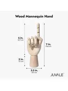 Bright Creations Wooden Hand Model, 7 in Right Hand Art Mannequin Figure with Posable Fingers for Drawing School, Practice, Supplies, Hand Jewelry Display, Decoration, Sketching