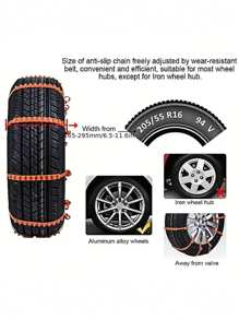 10 件/套汽車輪胎緊急旅行防滑輪胎鏈,可重複使用防滑泥鏈 - 亮橙色 - 查看 6