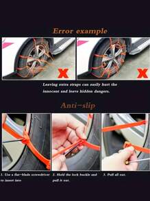 10 件/套汽車輪胎緊急旅行防滑輪胎鏈,可重複使用防滑泥鏈 - 亮橙色 - 查看 10