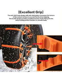 10 件/套汽車輪胎緊急旅行防滑輪胎鏈,可重複使用防滑泥鏈 - 亮橙色 - 查看 4