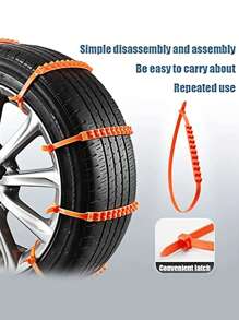 10 件/套汽車輪胎緊急旅行防滑輪胎鏈,可重複使用防滑泥鏈 - 亮橙色 - 查看 5