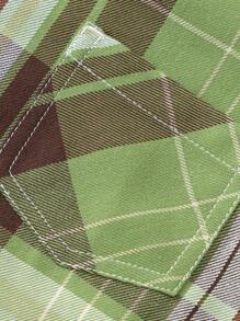 Balabala Girls Spring And Autumn Casual Versatile Plaid Soft Skin-Friendly Young Girl Long-Sleeved Shirt Yellow - Green - View 4