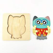 10.7公分/4.21英吋可愛多彩貓頭鷹3d拼圖蒙特梭利益智游戲漫畫動物拼圖兒童教育木質玩具 - 貓頭鷹 - 查看 8