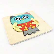 10.7公分/4.21英吋可愛多彩貓頭鷹3d拼圖蒙特梭利益智游戲漫畫動物拼圖兒童教育木質玩具 - 貓頭鷹 - 查看 6