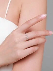 1pc Round Personalized 925 Sterling Silver Finger Rings For Women Fashion Fall Jewelry - Silver - View 2