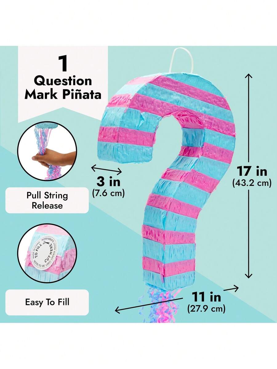Pull String Gender Reveal Question Mark Pinata, Boy Or Girl Baby Shower