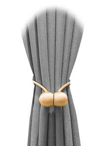 2pcs Simple Self-adhesive Curtain Tiebacks With Braided Ball Design, Window Curtain Accessories - Gold - View 6