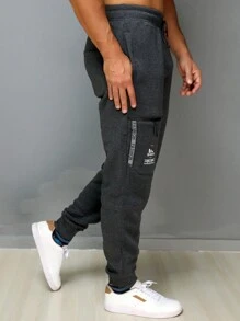 Calça Moletom Masculina Calça Moletom Elastico Skinny Slim Sport importado engrossado BOLSO COM ZIPER