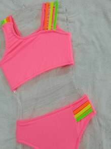 Bikini De Lujo De Moda Para Niñas En La Playa - Rosa - Ver 2