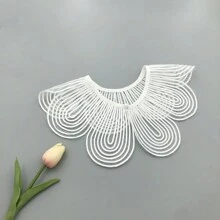 1件白色網紗刺繡流蘇超大披肩,簡約百搭 - 白色 - 查看 2