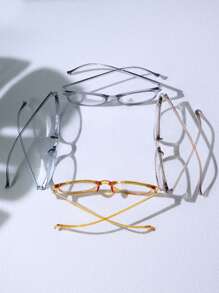 1/2/3/4副装女士塑料圆框眼镜，多种颜色可选，休闲可爱学院风，优雅职场风，轻便舒适，是情人节和开学季的理想礼物 - 彩色 - 查看 4