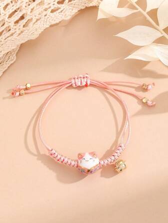 1pc Cute Style Lucky Cat Design Ceramic Bracelet