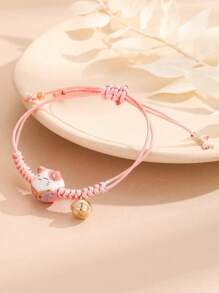 1只可愛風格招財貓設計的陶瓷手鍊