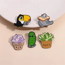 可爱卡通胸针仙人掌植物趣味小鸟蛋珐琅别针硬质翻领徽章，适用于衣服衬衫领子背包别针，街头饰品别针，可作衣服包包挂饰，适合学生、Kpop 教师用品、包包挂饰、可爱办公配饰、衬衫外套、万圣节秋冬配饰，适合青少年、青年、男士，休闲、户外、运动、度假、毕业礼物、生日、日常佩戴，服装别针教师礼物万圣节配饰教师节服装配饰圣诞节男士礼物包包别针 - 綠色 - 查看 5