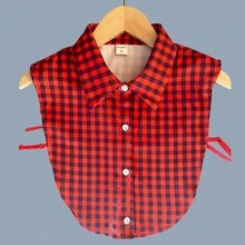 女款可拆式格子假領防走光內襯