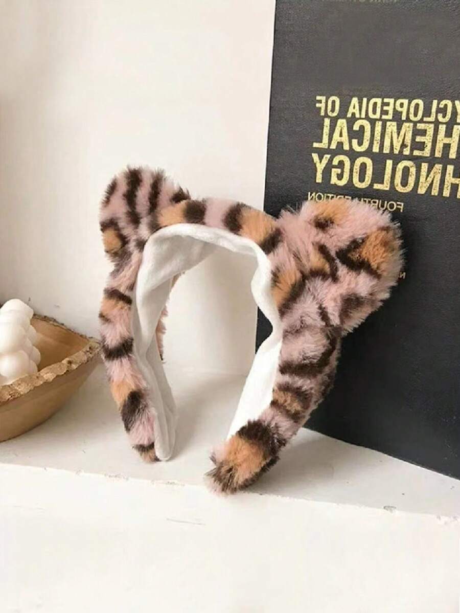 1 Miếng In hoa Báo Rộng Sang trọng Dây buộc tóc , Với Tai mèo , Thanh lịch Phụ kiện tóc Đối với phụ nữ - Hồng - Xem 1