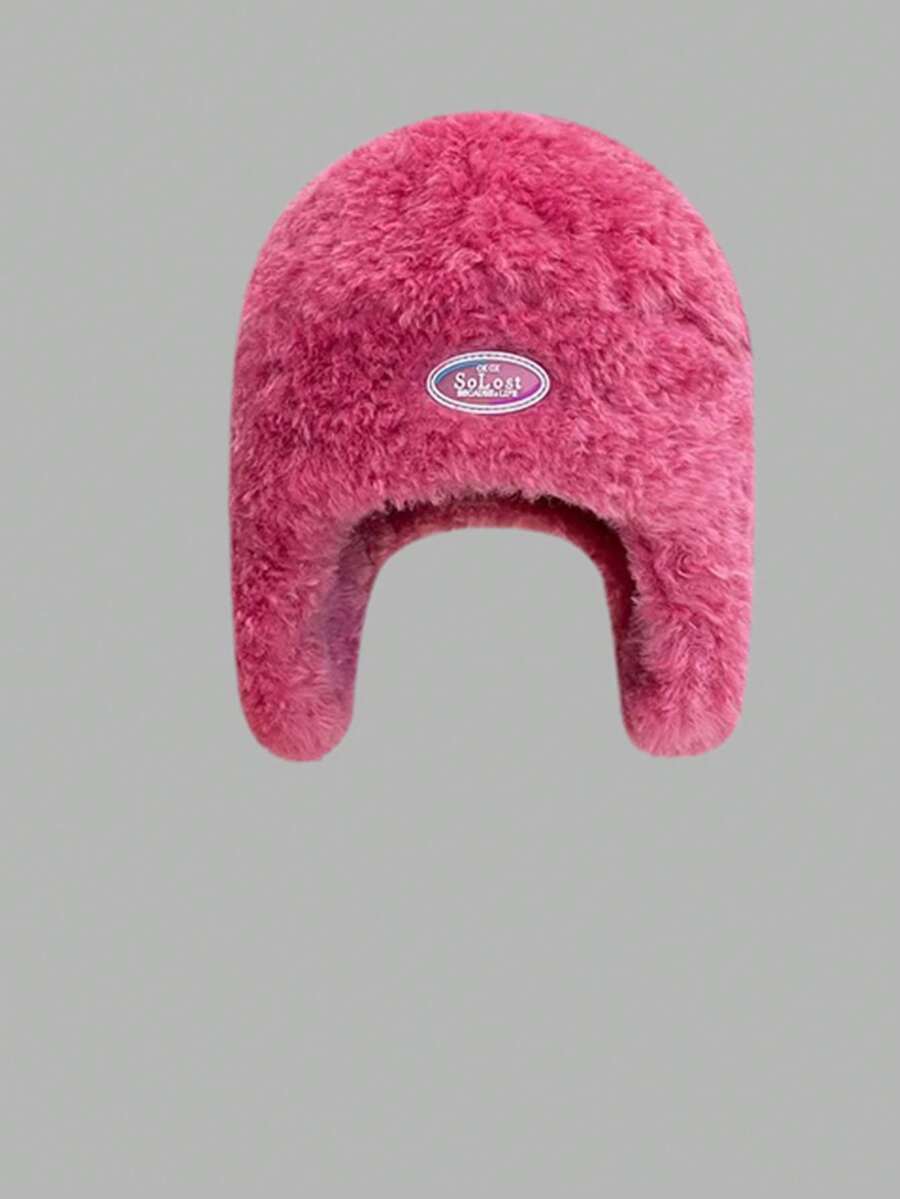 1 件組多戴女用毛絨耳罩飛行員帽,秋冬 - 玫紅色 - 查看 1
